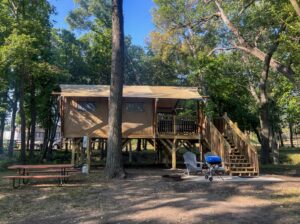 Safari Cantina Luxury Glamping Tents outdoor view on sunny day.