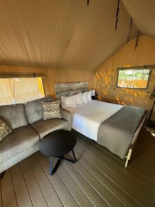 Angled tent at Buffalo Bicycle Resort